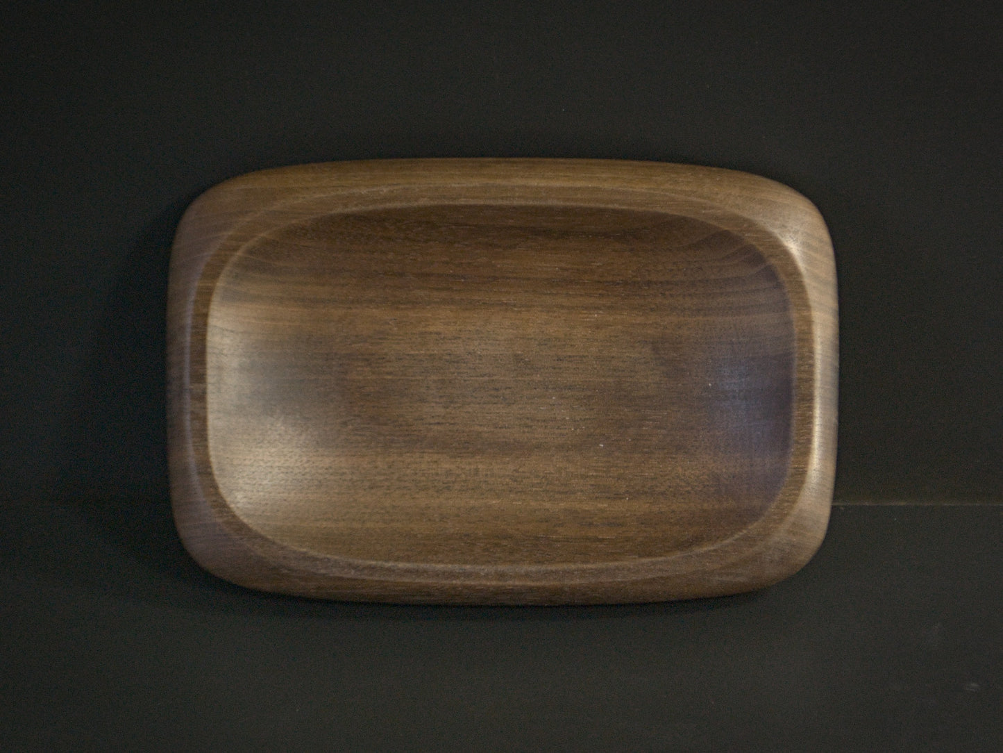 Small wooden tray top view