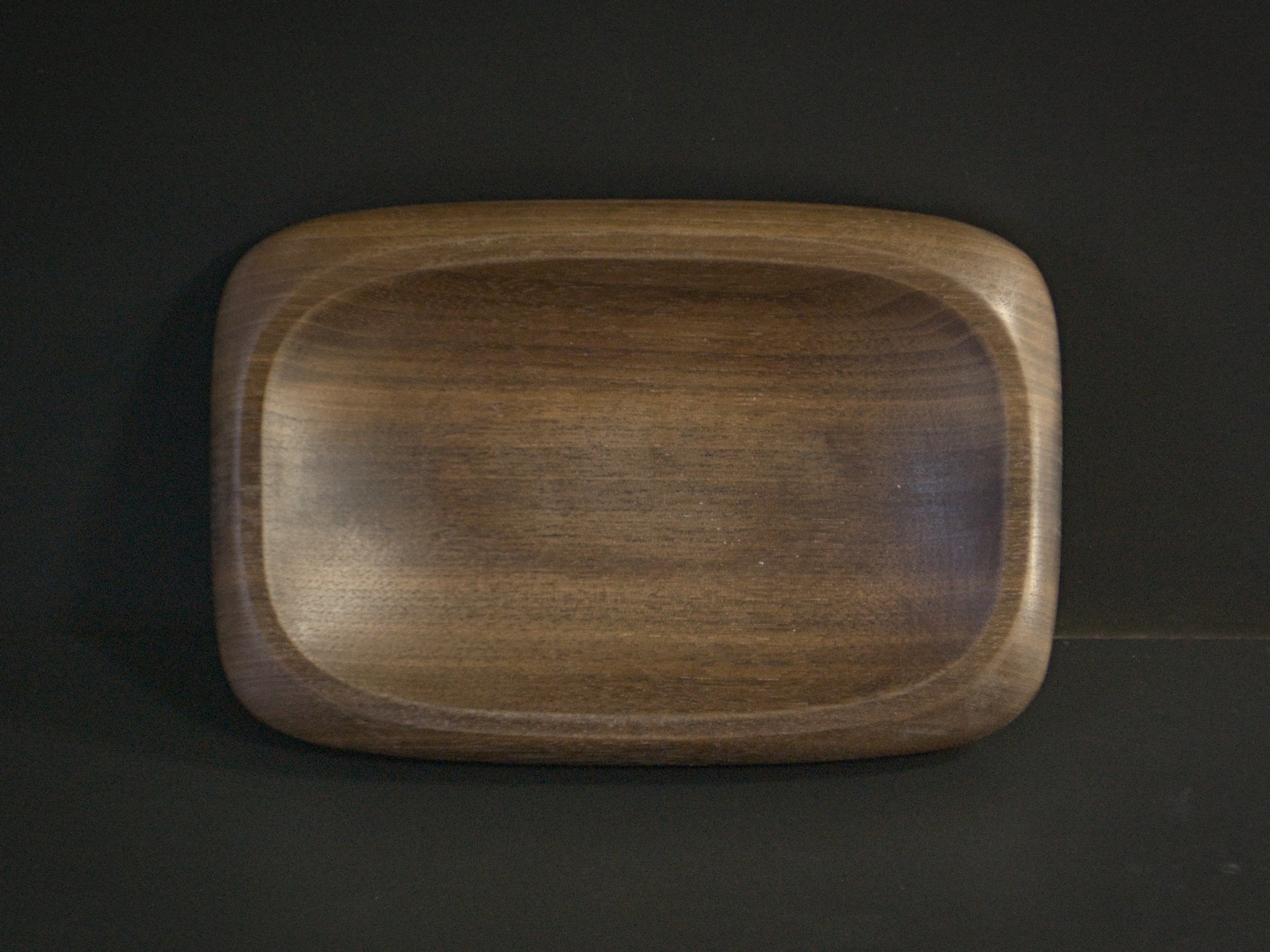 Small wooden tray top view