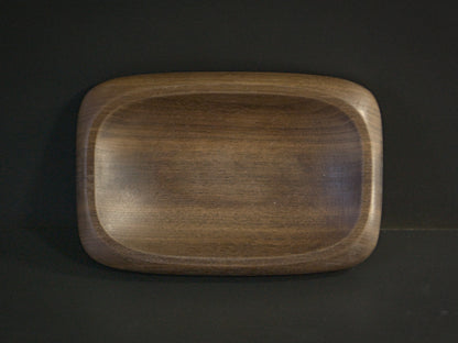 Small wooden tray top view