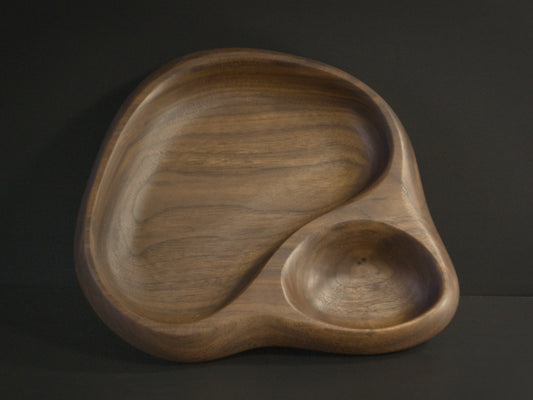 Large double wooden tray top view