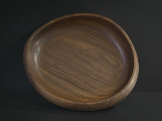 Large single wooden tray top view