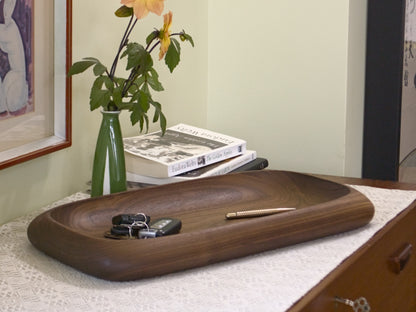 Large wooden entryway tray