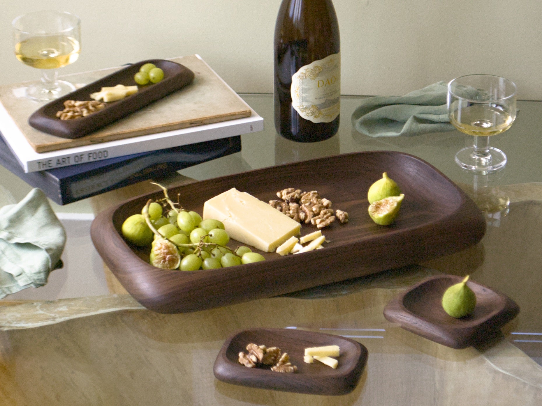 Group of wooden serving trays