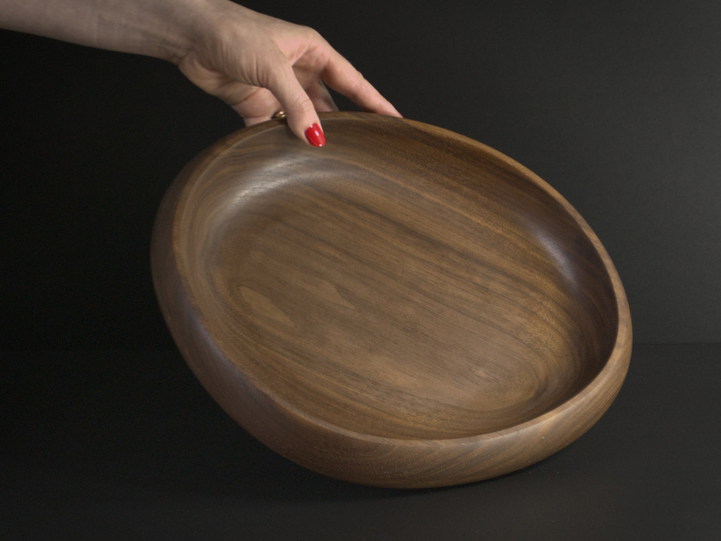 Large single wooden tray and hand