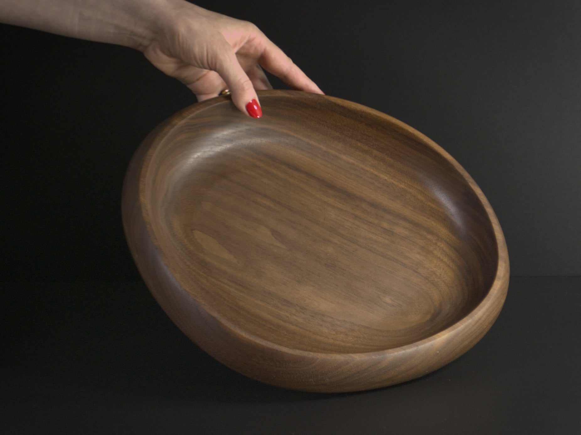 Large single wooden tray and hand