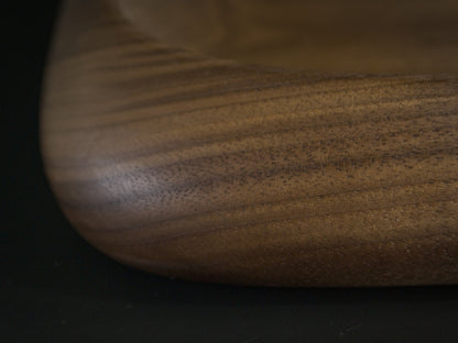 Large wooden presentation tray close up view